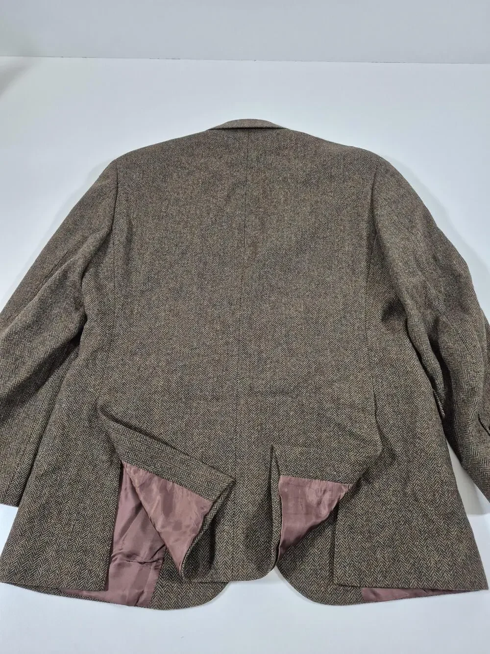 Brooks Brothers Madison Blazer Mens 42R Brown Wool Herringbone Tweed Sport Coat